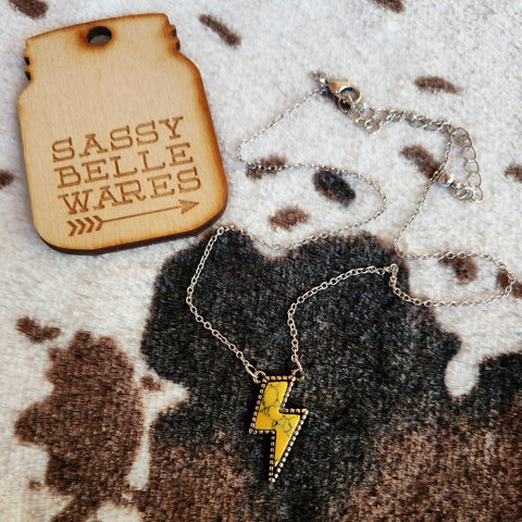 Lightning Bolt Necklace - Yellow