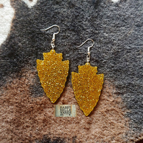 Arrowhead Earrings - Gold Sparkle