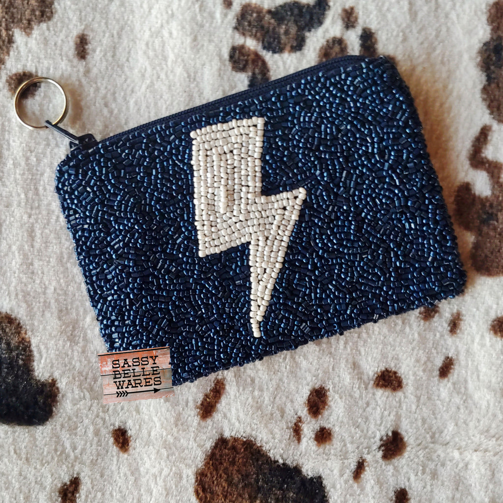 Lightning Bolt Mini Clutch Coin Purse - Navy