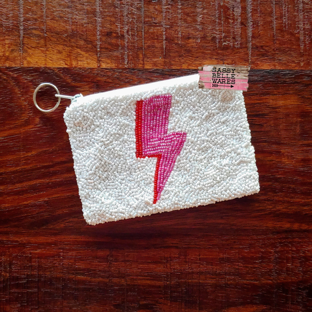 Lightning Bolt Mini Clutch Coin Purse - Pink and Red