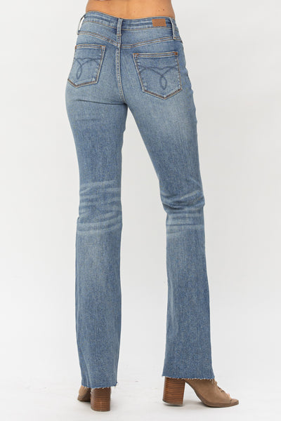 Judy Blue Midrise Raw Hem Bootcut Jeans