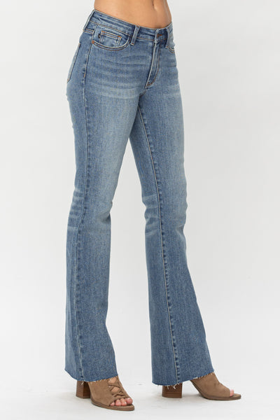 Judy Blue Midrise Raw Hem Bootcut Jeans