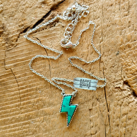Lightning Bolt Necklace - Turquoise