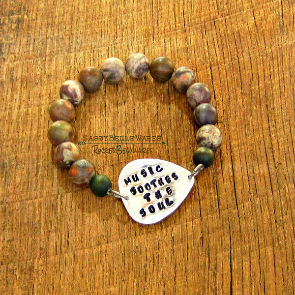 As Seen on Younger Music Soothes the Soul Guitar Pick Mens Bracelet