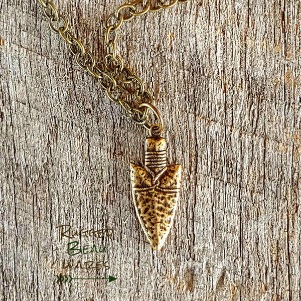 As Seen On Noah Hicks Antique Brass Arrowhead Necklace