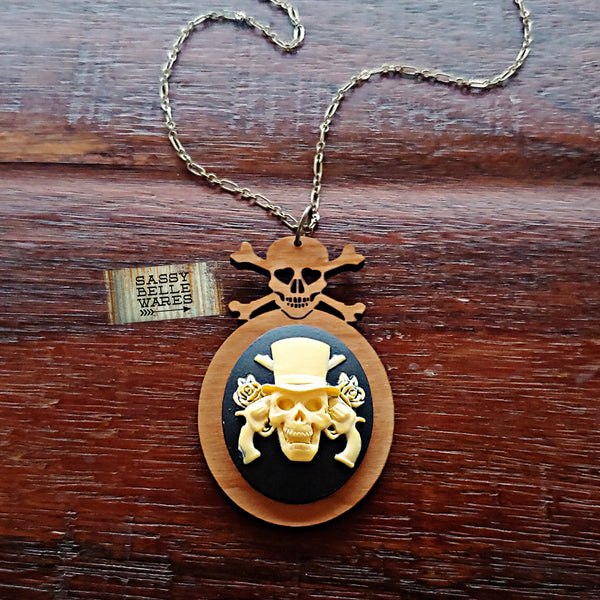 Pirate Skull Necklace - Top Hat and Cross Pistols