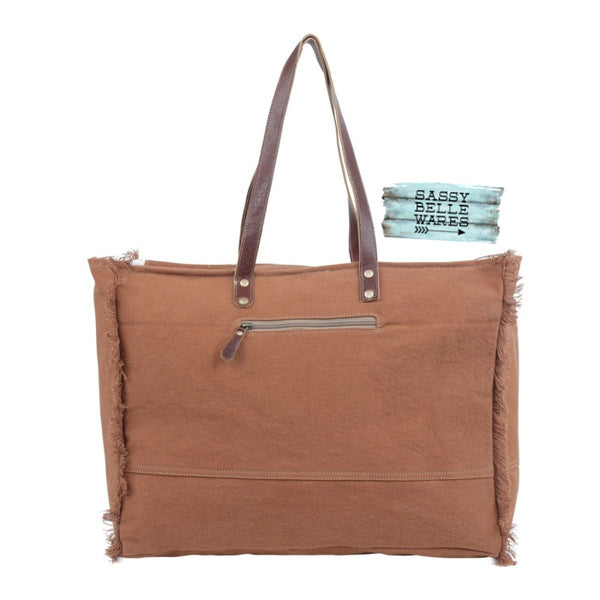 Colorful Cotton Canvas and Cowhide Weekender Bag