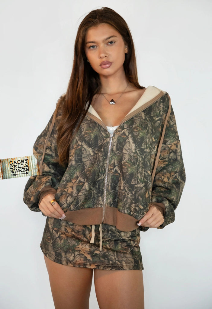 Bayou Dark Woodland Camo Zip Up Hoodie Jacket - PRE ORDER