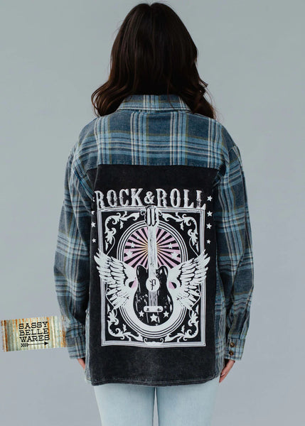 Rock and Roll Patch Flannel Shirt