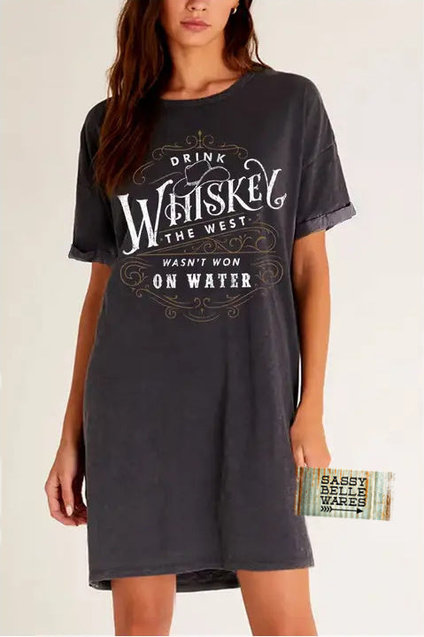 Drink Whiskey T Shirt Dress - Plus Size SassyBelleWares Drink Whiskey T Shirt Dress - Plus Size SassyBelleWares