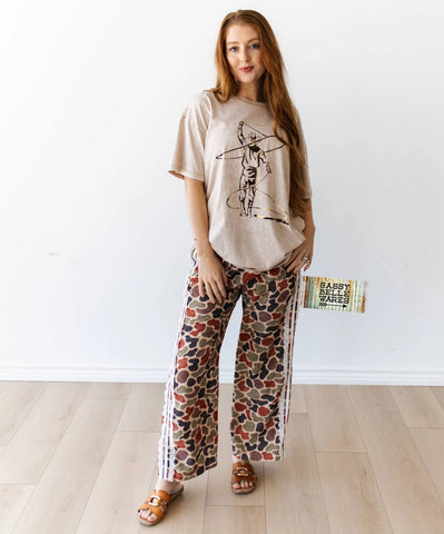 Duck Camo Pants with Lace Side Trim