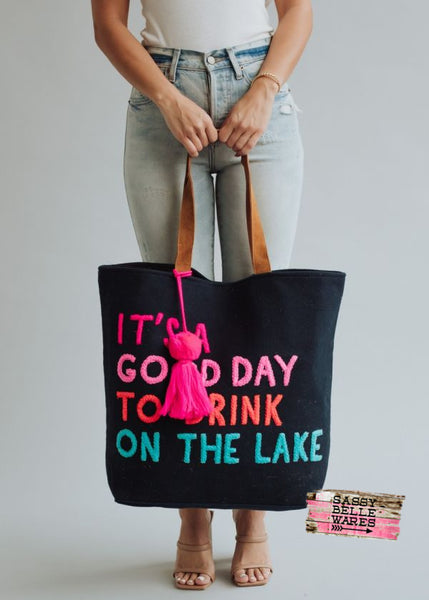 It's A Good Day To Drink On The Lake Tote Bag - Navy
