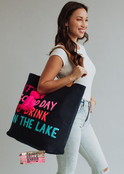 It's A Good Day To Drink On The Lake Tote Bag - Navy