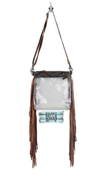 Myra Bag Hangy Tangy Clear Leather Fringe Bag