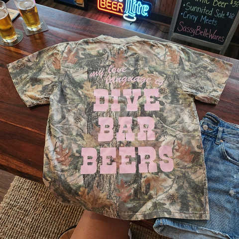 Camo Love Language is Dive Bar Beers Tee