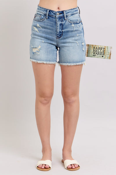 Judy Blue Frayed Hem Distressed Shorts