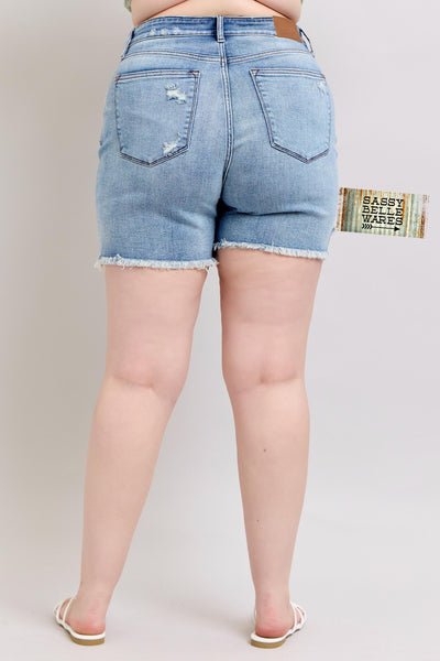 Judy Blue Frayed Hem Distressed Shorts