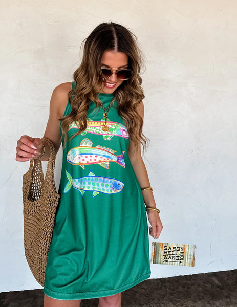 Tropic Like It's Hot Terry Dress with Fish or Lobsters - PRE ORDER