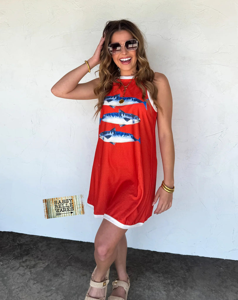Tropic Like It's Hot Terry Dress with Fish or Lobsters – SassyBelleWares