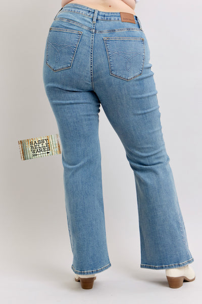 Judy Blue Western Embroidery Detail Flare Jeans