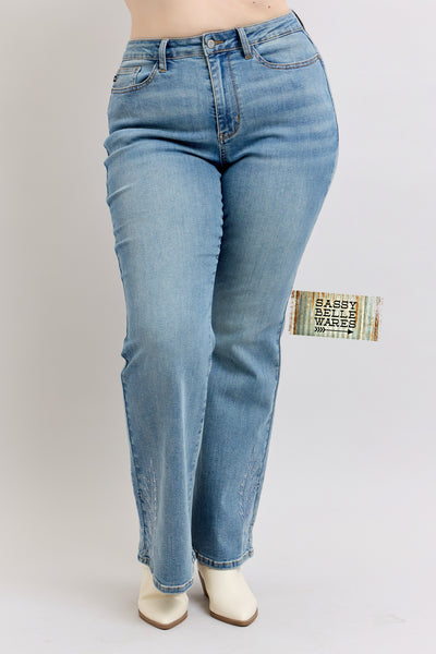 Judy Blue Western Embroidery Detail Flare Jeans