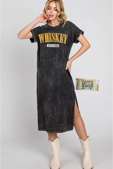 Whiskey Weather T Shirt Dress - Black