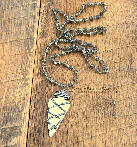Arrowhead and Pave Crystal Necklace