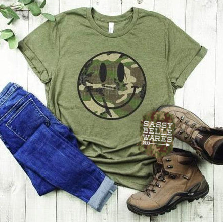 Camo Happy Face Tee