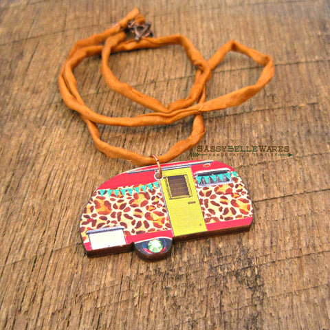Glamping Queen Leopard Camper Necklace