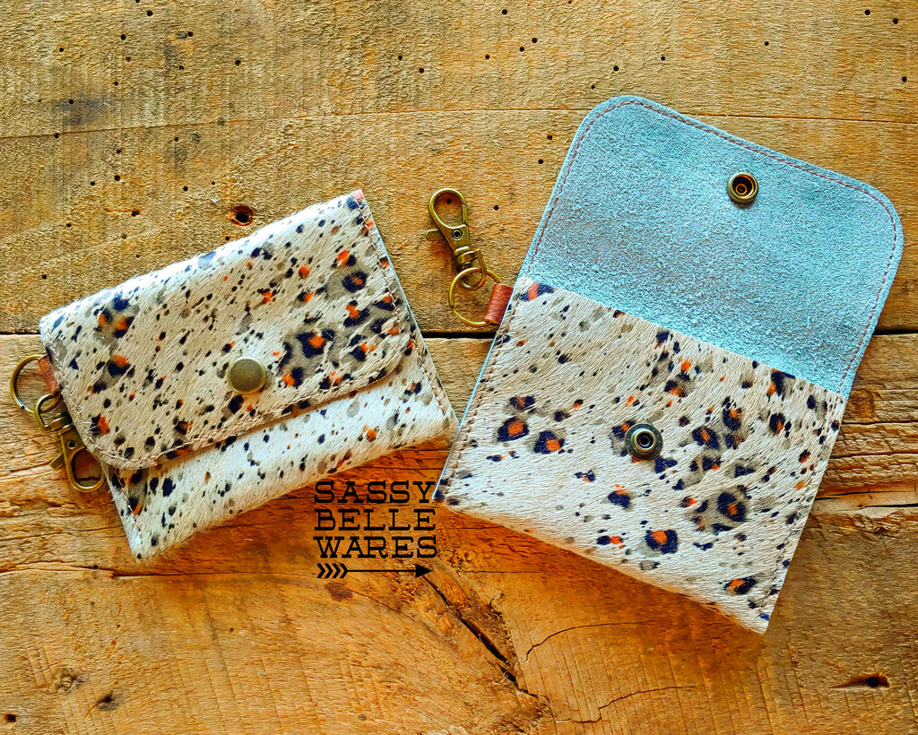Leather Card Holder - Leopard Acid Wash