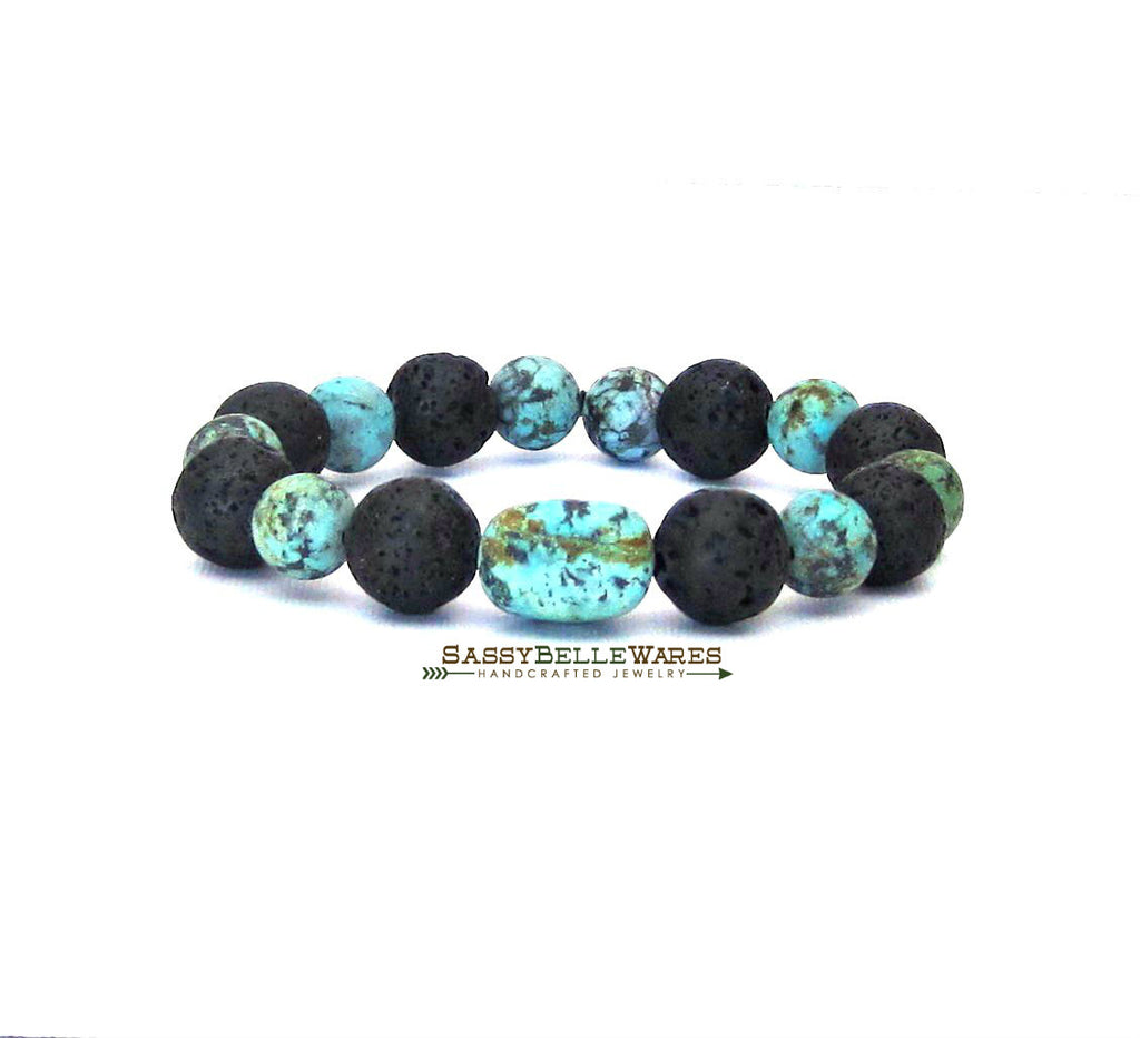 As Seen on Cedar Cove Lava Rock and African Turquoise Bracelet