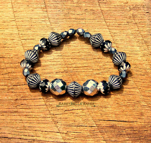 As Seen on Chasing Life silver and black bracelet