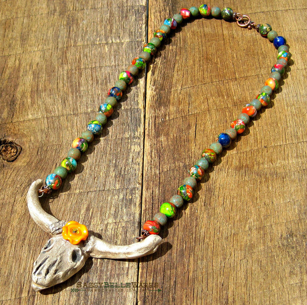 Rustic Steer Skull Necklace