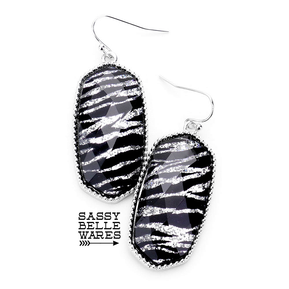 Black and Silver Sparkle Dangle Earrings