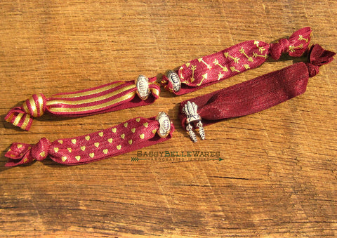 Garnet and Gold Football Knotted Hair Tie