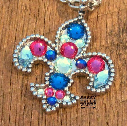 Fleur de Lis with Swarovski Crystals Necklace - Custom Made to Order