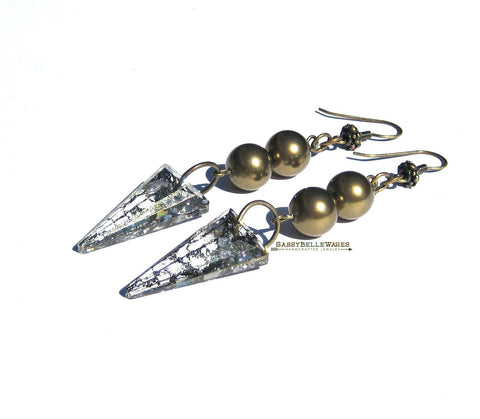 Swarovski Spike Dangle Earrings in Antique Gold