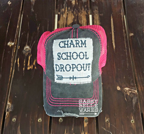 Charm School Dropout Black and Pink Hat