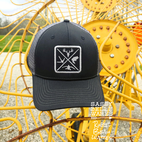 Hunting and Fishing Hat - Black and Grey
