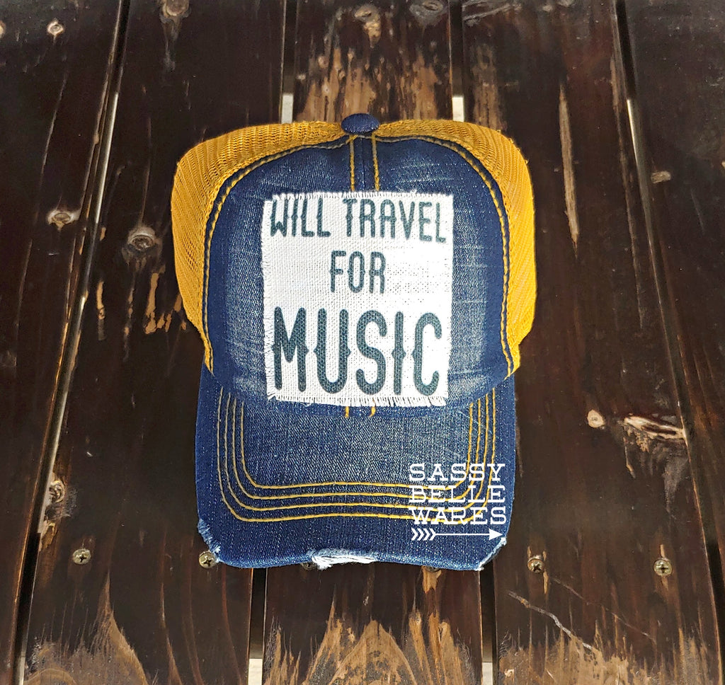 Will Travel For Music Denim Hat