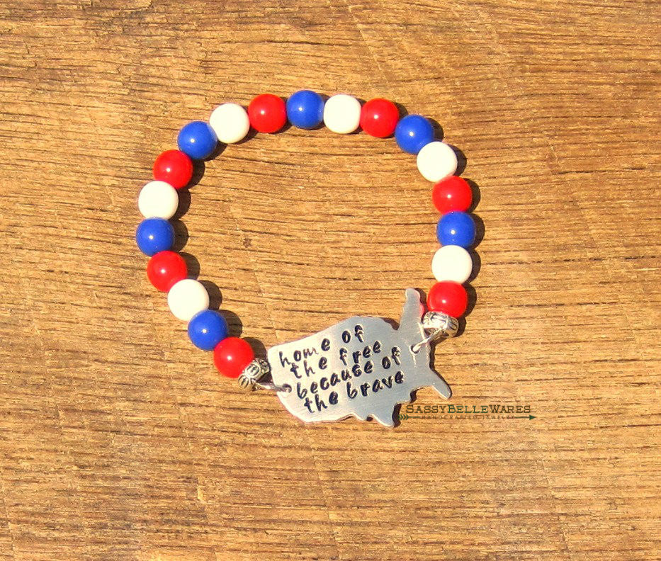 Home of the Free Because of the Brave Druk Bead Bracelet