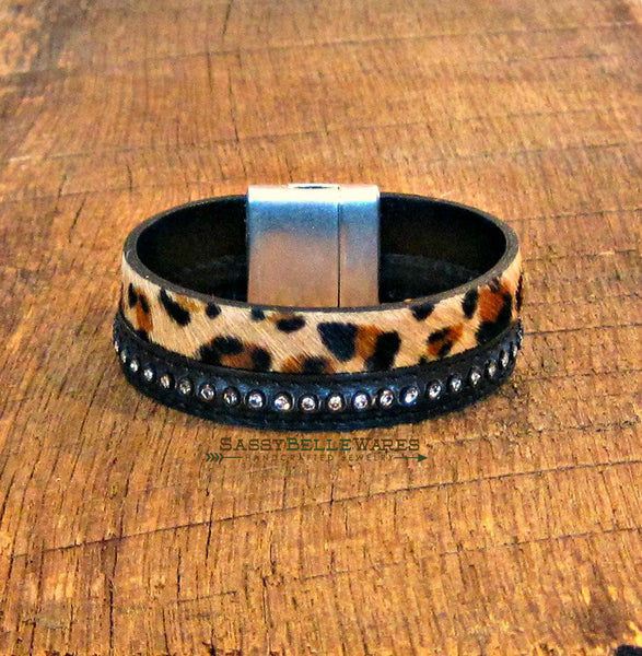 As Seen on Riverdale and Lauren Davidson Leopard Print and Rhinestone Leather Bracelet