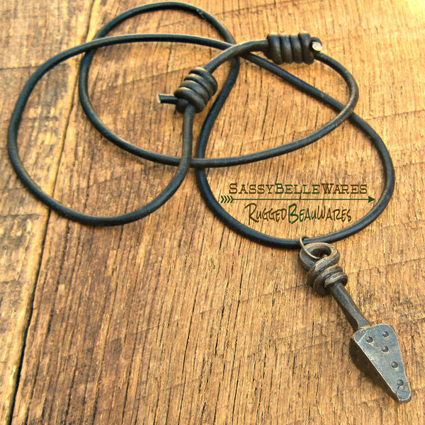 Mens Spear Leather Necklace