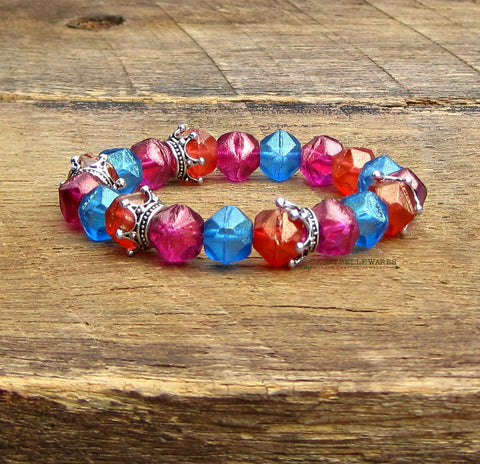 As Seen on Bella and the Bulldogs Crown Bracelet with Czech Glass Beads