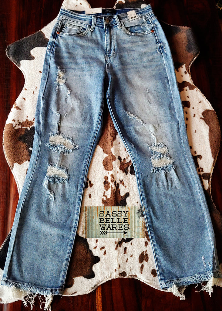 Judy Blue Distressed Straight Fit Jeans