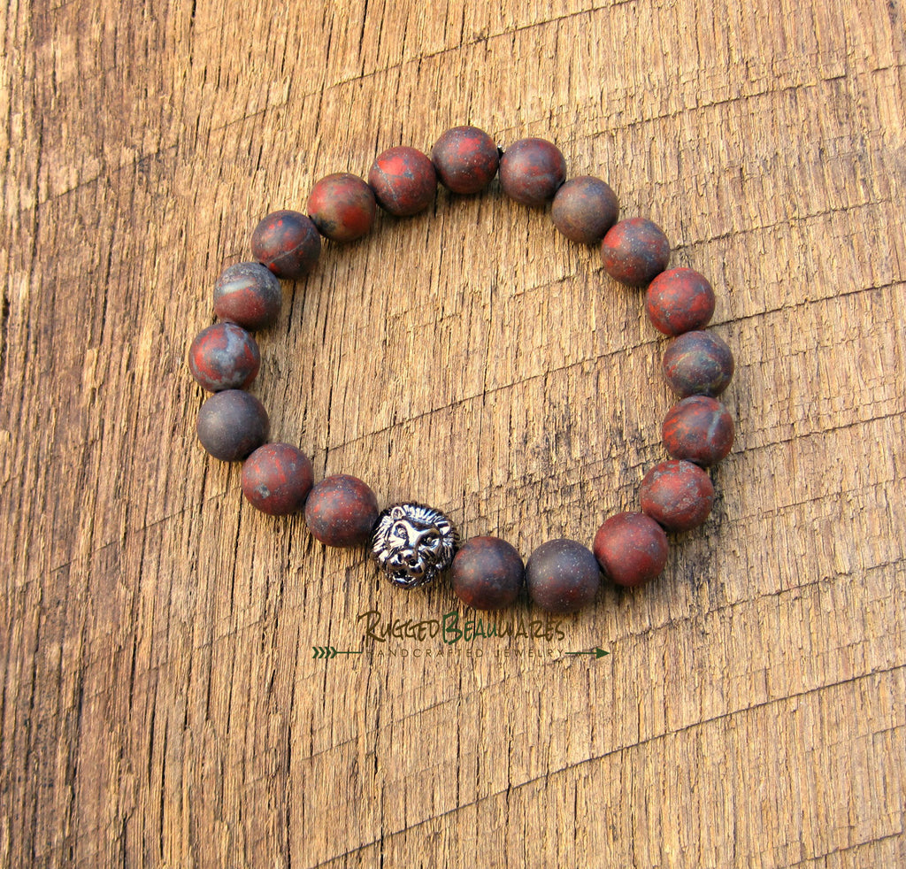 Mens Lion Head Bracelet Gunmetal