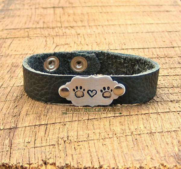 Paws and Heart Leather Bracelet