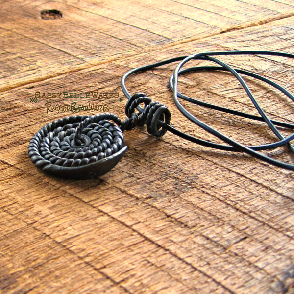 Mens Coil Leather Necklace