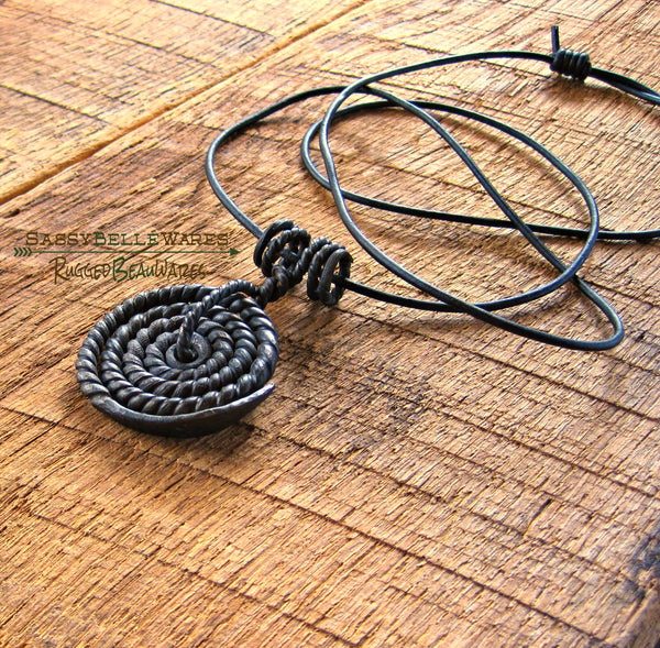 Mens Coil Leather Necklace