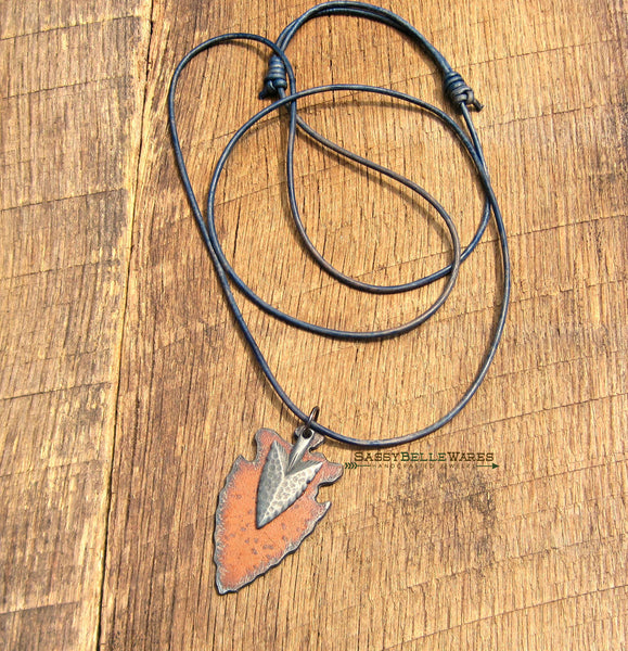Double Arrowhead Leather Necklace